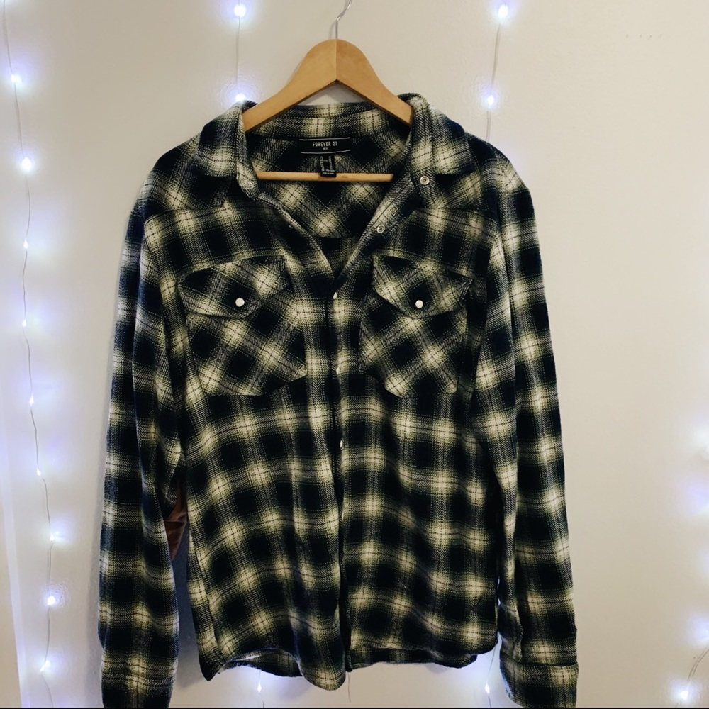 Forever 21 Men's Plaid Shirt with Elbow Patches